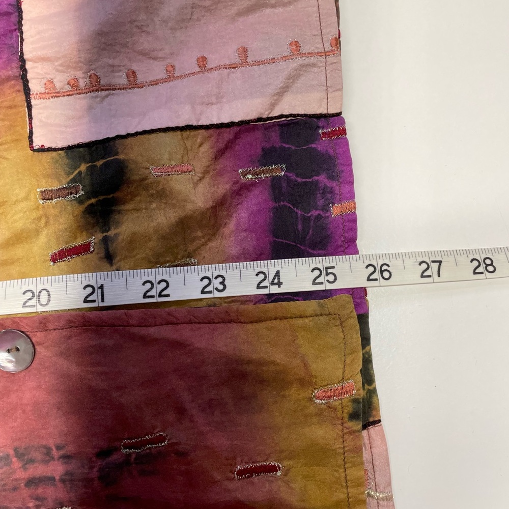 Parsley Sage Silk Patchwork Button Jacket Boho Ar… - image 9